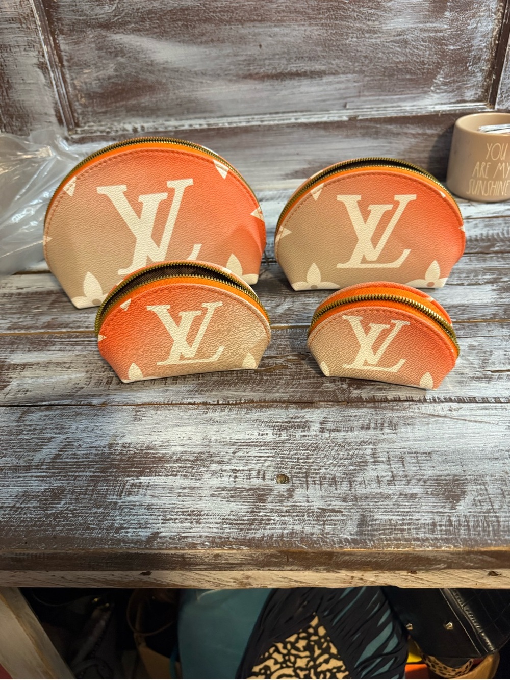 Designer-Inspired Orange Gradient Coin Pouch Set